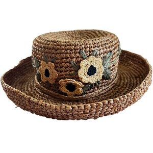 Vintage 90s Y2K Callanan Flower Straw Hat one size Gilmore Girls